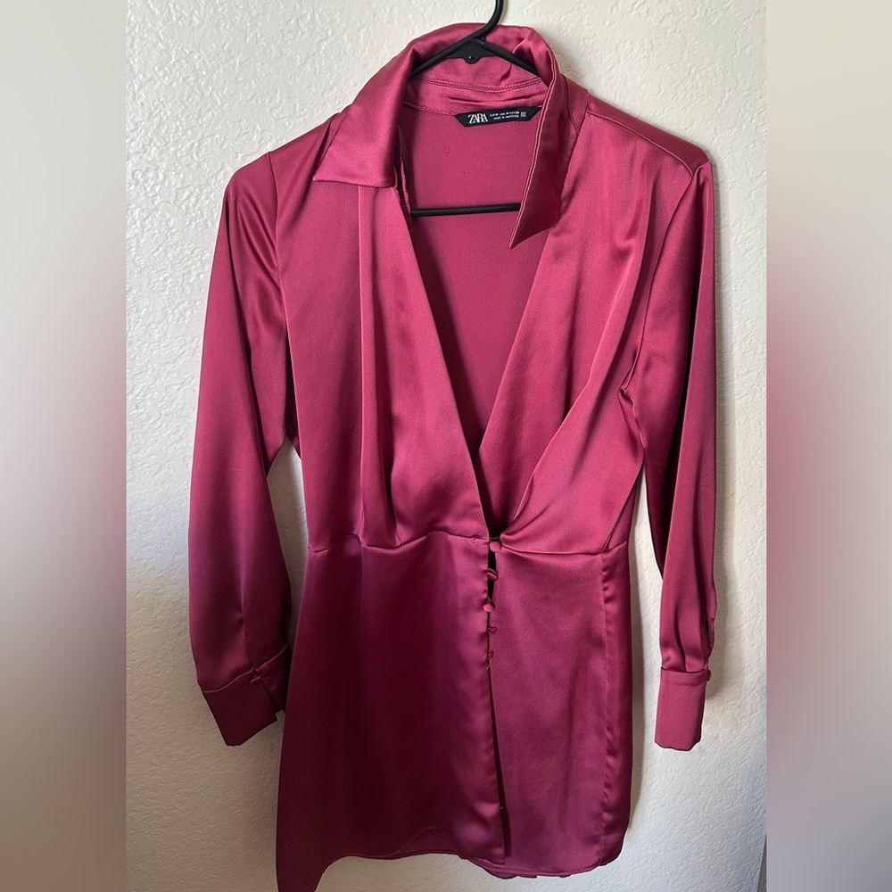 Zara silk pink dress